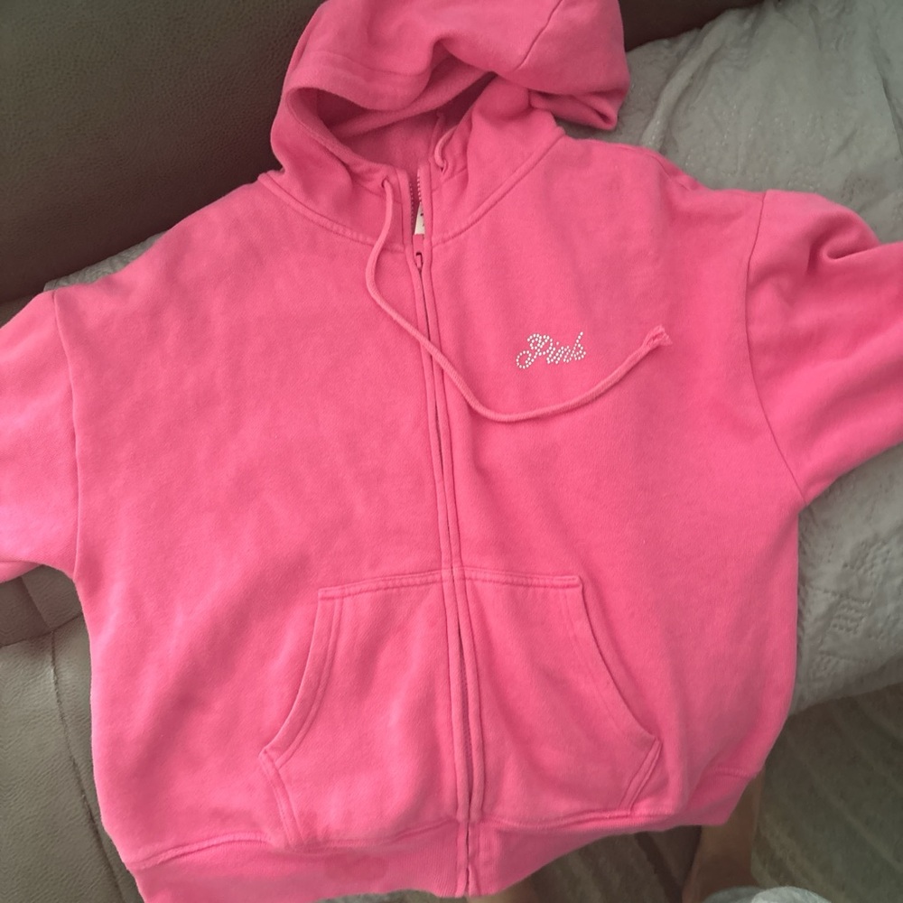 PINK Victoria's Secret Vibrant Pink Zip-Up Jacket